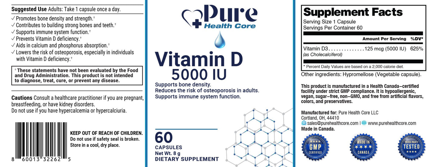 Vitamin D 5000 IU - Pure Health Core